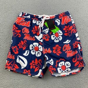 Ole Miss Rebels Swim Trunks Mens 2XL Blue Wes‎ & Willy Floral Volley Logo Shorts